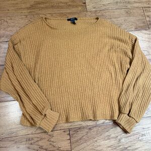 Forever 21 Mustard Ribbed Crew Neck Sweater